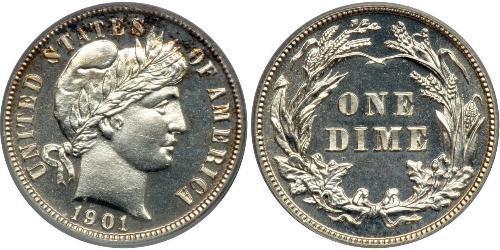 1 Dime / 10 Cent USA (1776 - ) Copper/Silver 