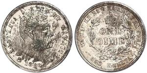 1 Dime / 10 Cent Estados Unidos de América (1776 - ) Plata Kalakaua