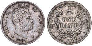 1 Dime / 10 Cent Vereinigten Staaten von Amerika (1776 - ) Silber David Kalākaua