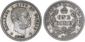 1 Dime / 10 Cent Vereinigten Staaten von Amerika (1776 - ) Silber David Kalākaua