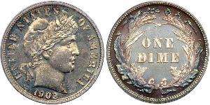 1 Dime / 10 Cent Vereinigten Staaten von Amerika (1776 - ) Silber/Kupfer 