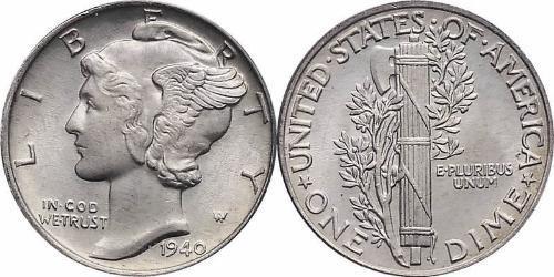 1 Dime / 10 Cent Vereinigten Staaten von Amerika (1776 - ) Silber/Kupfer 