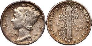 1 Dime / 10 Cent 美利堅合眾國 (1776 - ) 銀/銅 