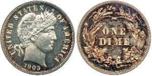 1 Dime / 10 Cent 美利堅合眾國 (1776 - ) 銀/銅 