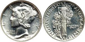 1 Dime / 10 Cent 美利堅合眾國 (1776 - ) 銀/銅 