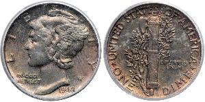 1 Dime / 10 Cent 美利堅合眾國 (1776 - ) 銀/銅 