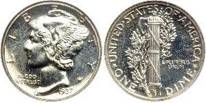 1 Dime / 10 Cent 美利堅合眾國 (1776 - ) 銀/銅 