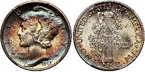 1 Dime / 10 Cent 美利堅合眾國 (1776 - ) 銀/銅 
