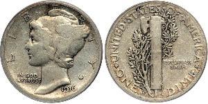 1 Dime / 10 Cent 美利堅合眾國 (1776 - ) 銀/銅 