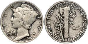 1 Dime / 10 Cent 美利堅合眾國 (1776 - ) 銀/銅 