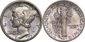1 Dime / 10 Cent 美利堅合眾國 (1776 - ) 銀/銅 