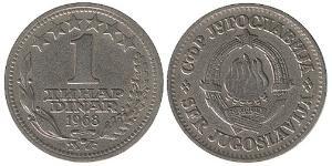 1 Dinar Sozialistische Föderative Republik Jugoslawien (1943 -1992) Kupfer/Nickel 