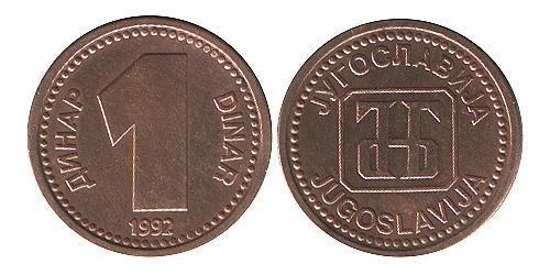 1 Dinar Sozialistische Föderative Republik Jugoslawien (1943 -1992) Kupfer/Zink 