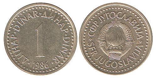 1 Dinar Socialist Federal Republic of Yugoslavia (1943 -1992) Brass/Nickel 
