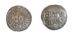 1 Dinaro Frankish Empire (481-843) Plata Ludovico Pío (778-840)