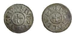 1 Dinaro Frankish Empire (481-843) Plata Ludovico Pío (778-840)