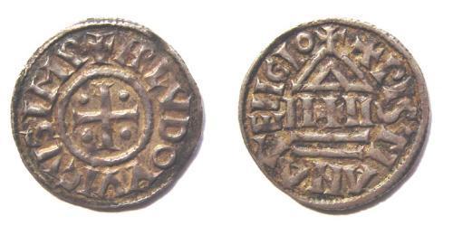 1 Dinaro Frankish Empire (481-843) Plata Ludovico Pío (778-840)