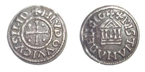 1 Dinaro Frankish Empire (481-843) Plata Ludovico Pío (778-840)