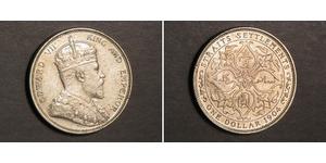 1 Dollar Établissements des détroits (1826 - 1946) Argent Édouard VII (1841-1910)