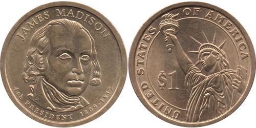 1 Dollar Vereinigten Staaten von Amerika (1776 - ) Messing James Madison (1751 - 1836)