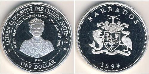 1 Dollar Barbados Silber 
