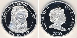 1 Dollar Cook Islands (1965 - ) Silber Elizabeth I (1533-1603) / Elizabeth II (1926-2022)