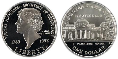 1 Dollar Vereinigten Staaten von Amerika (1776 - ) Silber Thomas Jefferson (1743-1826)