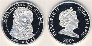 1 Dollar Cook Islands (1965 - ) Silver Elizabeth I (1533-1603) / Elizabeth II (1926-2022)