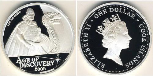 1 Dollar Cook Islands (1965 - ) 銀 伊丽莎白二世 (1926-2022)