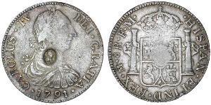 1 Dollar / 8 Real Vereinigtes Königreich von Großbritannien und Irland (1801-1922) / Vizekönigreich Neuspanien (1519 - 1821) Silber Georg III (1738-1820) / Karl IV (1748-1819)