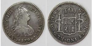 1 Dollar / 8 Real 大不列颠及爱尔兰联合王国 (1801 - 1922) / 新西班牙總督轄區 (1535 - 1821) 銀 卡洛斯四世 (1748-1819) / 喬治三世 (1738-1820)