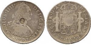 1 Dollar / 8 Real 大不列颠及爱尔兰联合王国 (1801 - 1922) / 新西班牙總督轄區 (1535 - 1821) 銀 卡洛斯四世 (1748-1819) / 喬治三世 (1738-1820)