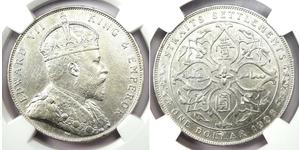 1 Dollaro Insediamenti dello Stretto (1826 - 1946) Argento Edoardo VII (1841-1910)