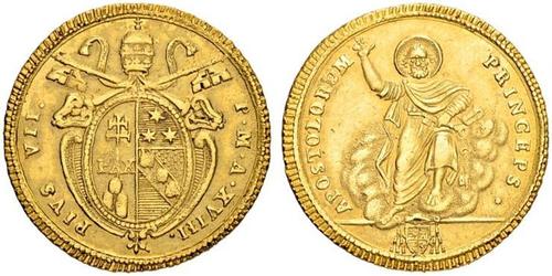 1 Doppia Папская область (752-1870) Золото Пий VI ( 1717-1799)