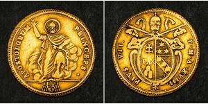 1 Doppia 教皇国 (754 - 1870) 金 Pope Pius VI ( 1717-1799)