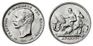 1 Drachma Regno di Grecia (1832-1924) Argento Georges Ier de Grèce (1845- 1913)