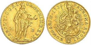 1 Ducat Ungarn (1989 - ) Gold Karl VI, Römisch-deutscher Kaiser (1685-1740)