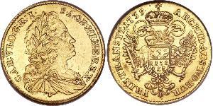 1 Ducat Saint-Empire romain germanique (962-1806) Or Charles VI du Saint-Empire (1685-1740)