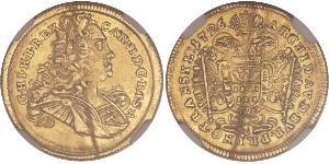 1 Ducat Saint-Empire romain germanique (962-1806) Or Charles VI du Saint-Empire (1685-1740)