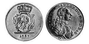 1 Ducat Principado de Ansbach (1398–1792) Oro Charles Alexander, Margrave of Brandenburg-Ansbach (1736 – 1806)