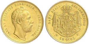 1 Ducat Svezia Oro Carlo XV di Svezia (1826 - 1872)