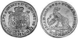 1 Ducat Principality of Anhalt-Köthen (1603 -1853) 金 Augustus Louis, Prince of Anhalt-Köthen (1697 – 1755)