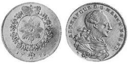 1 Ducat Principality of Ansbach (1398–1792) 金 Charles Alexander, Margrave of Brandenburg-Ansbach (1736 – 1806)