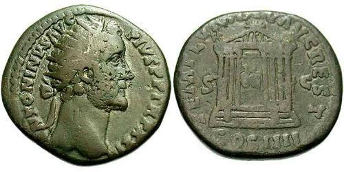 1 Dupondius Imperio romano (27BC-395) Bronce Antonino Pío  (86-161)