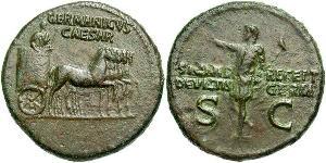 1 Dupondius Imperio romano (27BC-395) Orichalcum Germánico (15 BC-19AD) 