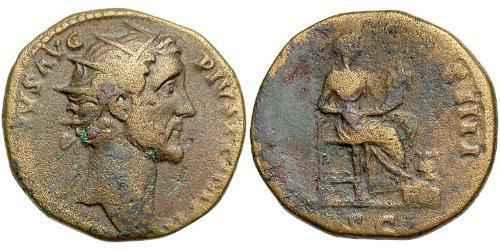 1 Dupondius 羅馬帝國 Orichalcum Antoninus Pius  (86-161)