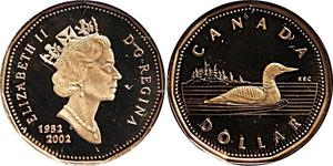1 Dólar Canadá Bronce Isabel II (1926-2022)