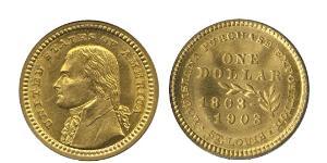 1 Dólar Estados Unidos de América (1776 - ) Oro Thomas Jefferson (1743-1826)