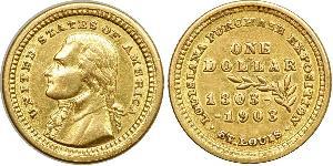 1 Dólar Estados Unidos de América (1776 - ) Oro Thomas Jefferson (1743-1826)
