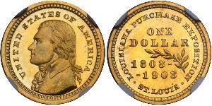 1 Dólar Estados Unidos de América (1776 - ) Oro Thomas Jefferson (1743-1826)